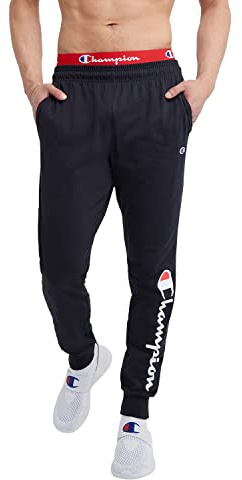 Champion Joggers, Lightweight Lounge, Jersey Graphic Pants for Men, 31 Pantalones Deportivos, Guión Azul Marino, 41-44.5 para Hombre