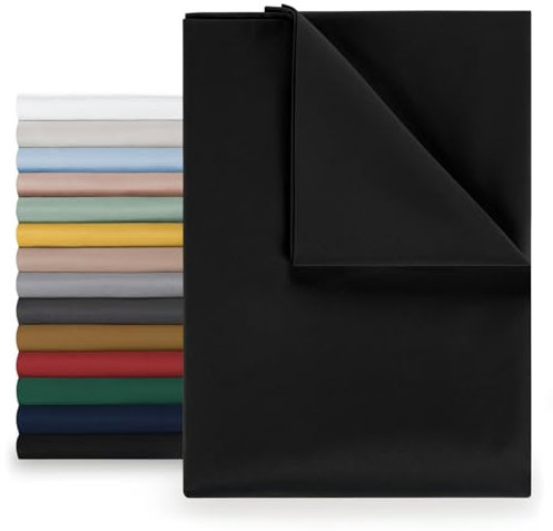 Blumtal® Basic Betttuch 160x275 cm für Matratzen 90x200 cm - Bettlaken ohne Gummi - Oeko-TEX zertifiziertes Betttuch ohne Gummi - Leintuch aus gebürstetem Microfaser - Bettwäsche 90x200cm - Schwarz