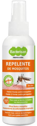 BACTERISAN Spray Repelente de Mosquitos | Antimosquitos Apto niños a partir de 1 año | Eficacia y protección contra Picaduras de Mosquitos hasta 12 horas | Apto para pieles sensibles 100 ml