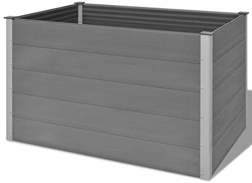 Gecheer Garten Hochbeet Gemüsebeet Pflanzbeet Gartenbeet Frühbeet Pflanzkasten Blumenkasten Blumenbeet WPC Grau 150x100x91 cm