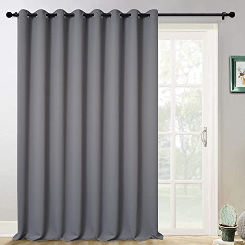 Yakamok Rideau Occultant pour Porte Coulissante, Rideau avec Œillets en Haut, Rideau Isolant Thermique Extra Large pour Séparation de Pièce, Rideau Isolant Thermique pour Porte Française/Salon, Gris