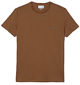 Lacoste T-shirt da uomo a maniche corte girocollo in jersey di cotone Pima, Cookie, 4XL