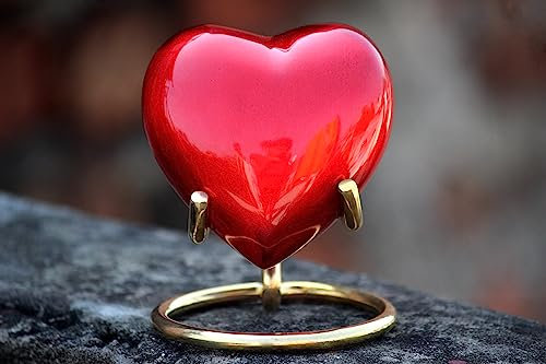 Urns Petite urne funéraire en forme de cœur rouge pour animal domestique, chien, chat, cendres, petit cœur rouge | Urne funéraire miniature 7,6 cm rouge