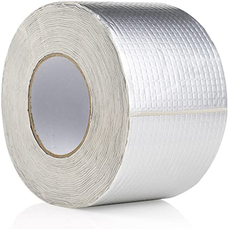 BOMEI PACK Waterproof aluminum foil butyl tape Roof leak repair tape 100mm x 10m,1.5mm strong rubber self adhesive window crack,duct holes leaks sealant bonding tape,1 roll single side