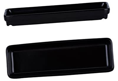 PRETYZOOM Plateau À Sushis Rectangulaire en Céramique Assiette De Service Plat À Collation Vaisselle De Restaurant Noire pour La Maison