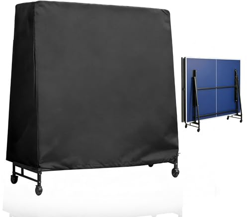 SPORTNOW Housse de table de tennis de table ping-pong avec fermeture éclair anti-UV et housse imperméable pour l'intérieur et l'extérieur 275x153x5 cm Noir