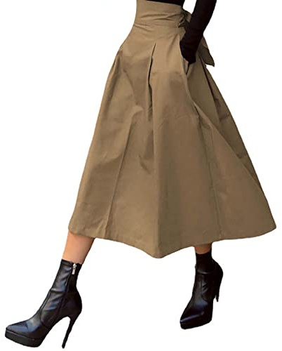 Falda de invierno para mujer: falda de invierno para mujer, larga, elegante, plisada, cintura alta, falda plisada, falda plisada, vintage, falda acampanada, cintura elástica, falda de invierno, falda
