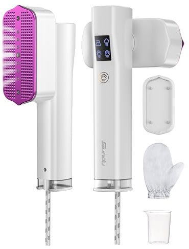 Sundu Steamer Dampfglätter, Reisedampfglätter für Kleidung, 2-in-1 Reisebügeleisen mit Dampf, 15s schnelles Aufheizen, Travel steam Iron mit LED Display, 3 Dampfmodi, 1 Trockenbügelmodus, Weiß
