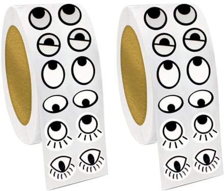 Laroal Etiquetas Adhesivas para Ojos en Blanco y Negro, Autoadhesivas, 2 Rollos, 2000 Unidades, para Manualidades de Scrapbooking.