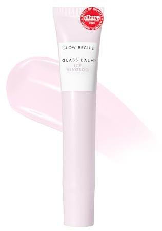Glow Recipe Glass Balm Lip Treatment - 12Hr Hydrating Lip Balm & Moisturizer with Hyaluronic Acid to Smooth, Plump & Protect from Dryness, High Shine Finish - Clear Tint, Ice Bingsoo (15 ml)