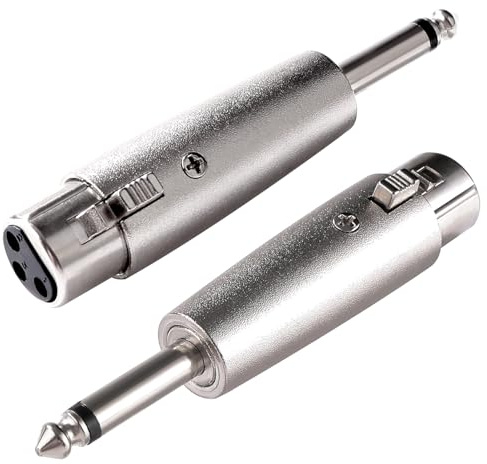 KUOQIY 2 Piezas Adaptador XLR de 3 Pines a 6.35mm, XLR Hembra a 1/4 TS Mono Macho Adaptador de Micrófono de Audio, para Micrófonos, Mezcladores de Equipos de Audio