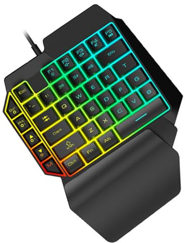 VILLCASE 1 Pièce Clavier Mécanique à Main Clavier de Jeu Compact avec Rétroéclairage RGB à Main pour Utilisation à Divertissement Gaming