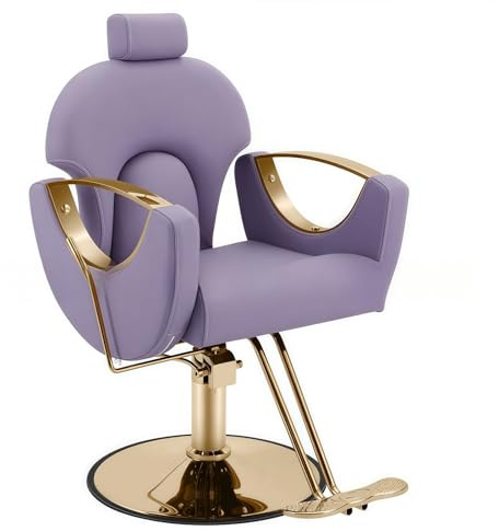 Chaise de barbier inclinable pour Salon de Coiffure Chaises de barbier pivotantes roulantes à 360 degrés Coiffeur Chaise de Salon de Tatouage Équipement de stylisme,Violet