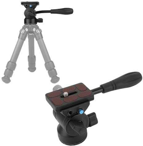 Zunate Stativvätskehuvud, Pannlutningshuvud i Metall med Teleskopiskt Handtag, 360 Graders Horisontell och 180 Graders Vertikal Rotation, för Spegellösa DSLR-kameror, Last 3 Kg