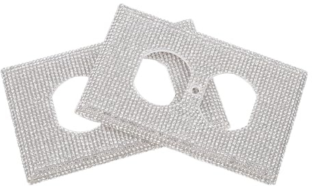 WOONEKY Cubiertas Decorativas para Enchufes Gemas de Imitación Plateadas, 2 Piezas, Placas de Pared para Interruptores Eléctricas Modernas, Protección Segura para Hogares y Oficinas