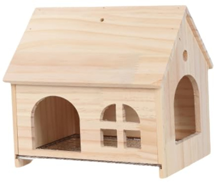 JWQFBC para Pájaros, Nido Colgante, Hamaca, Refugio de Madera con Base Extraíble, Fácil Limpieza, Adecuada para Agapornis, Loros, Hámsteres, Decoració, 28.7 X 18 X 24 Cm