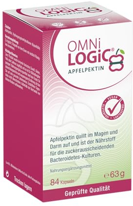 OMNi LOGiC Apfelpektin | Hochwertige Ballaststoff-Kapseln aus Apfel | 3,9 g pro Tagesportion | Ohne Zusatzstoffe | Vegan | 84 Kapseln