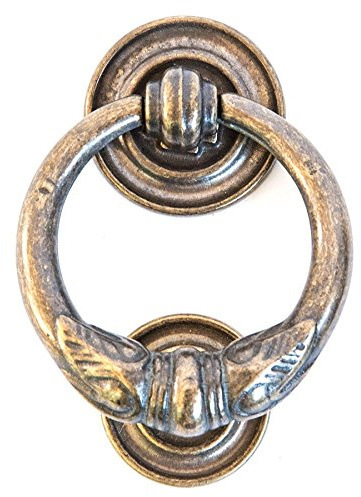 Arterameferro - Heurtoir de porte - Anneau en laiton bruni avec pivot - Porte, portail
