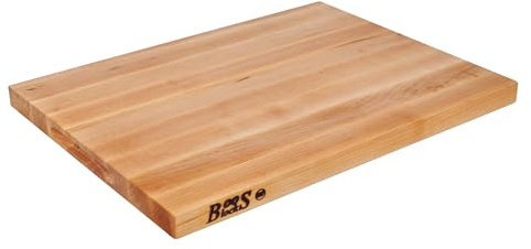 Boos Block Profi-Schneidebrett Gross - 46 x 31 x 3 CM - Ahorn Schneidebrett Holz - Servierbrett Holz - Antibakteriell - Holz Mit Griff - Brotzeitbrett - Frühstücksbrettchen