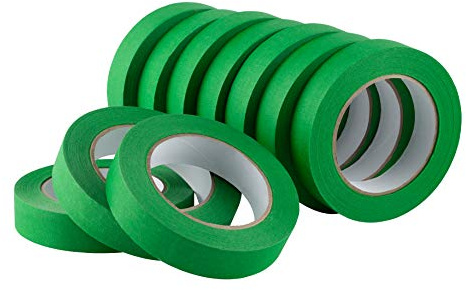 Lichamp 10 Pack Green Painters Tape 1 inch, Medium Adhesive Green Masking Tape Bulk Multi Pack, 1 inch x 55 Yards x 10 Rolls (550 Total Yards)