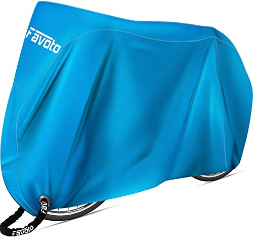 Favoto Bike Cover Waterproof Outdoor Bicycle Cover Thicken Oxford 29 Inch Windproof UV Snow Rustproof with Lock Hole Storage Bag for Mountain Road Bike City Bike Beach Cruiser Bike, Blue