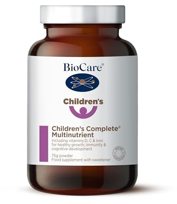 BioCare Children’s Complete Multinutrient - Kids’ Daily Powder with Vitamin D, Calcium, Iron, Zinc, Choline & B Vitamins - for Growth, Immune Support & Cognitive Function - Banana Flavour - 75g