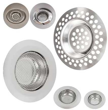 Avloppssil, Paket om 4, Ø 55, 2 x 70, 90 mm, Djup 9.5-20, Passande för avlopp med insida Ø 37-57 mm, Handfatssil med optimerad passform, Idealisk för dusch, Handfat och Badkar, drain strainer