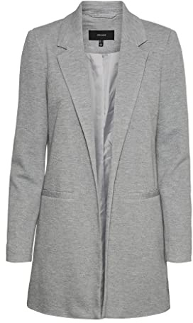Vero Moda VMVERINA LS Long Blazer, Gris Claro, 40 para Mujer