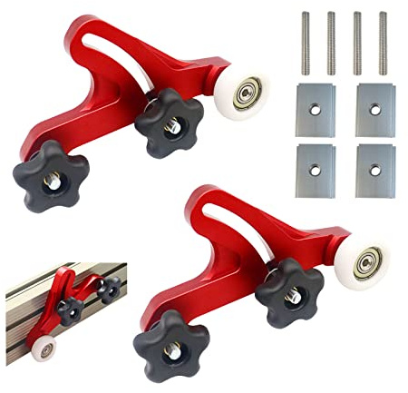Lot de 2 planches verrouillage universelles réglables forme plume, guides stock précision pour guides scie table, outils travail bois, dispositif de sécurité alliage d'aluminium