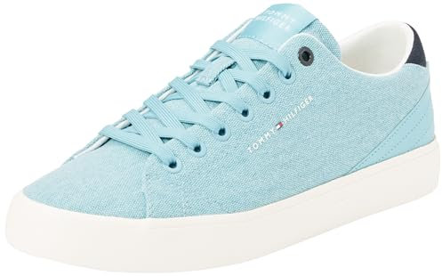 Tommy Hilfiger Zapatillas Sneaker de Lona Hombre Sneaker Low Calzado de Verano, Azul (Sleepy Blue), 40
