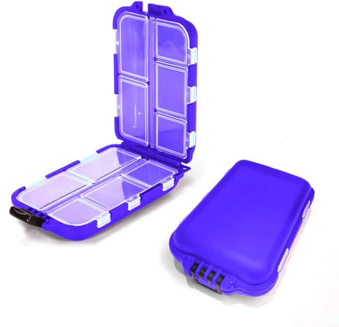 MAIANY Tablettenbox Reise-Pillen-Organizer, Tragbare Doppelschichtige Medikamenten-Aufbewahrungsbox mit 10 Fächern für Vitamine Lebertran Nahrungsergänzungsmittel (Blau)