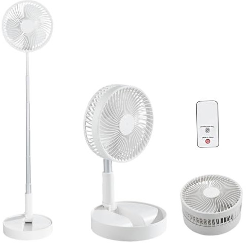 BESTBOMG Standing Fan Desk Fan, Portable Fan Adjustable Pedestal Fan with Remote Control, Quiet Fan 7200mAh Rechargeable Fan.