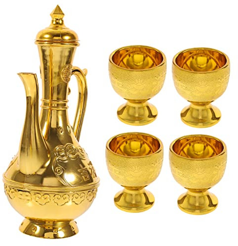 1 set Vinkokare Tempeltillbehör Muggar Dekor Vatten Erbjudande Skål Buddhistiskt Vatten Erbjudande Muggar Offer Vintage Offert Kopp Buddhistisk Gudstjänst Kopp Kaffeshot Glas Vissla Mässing