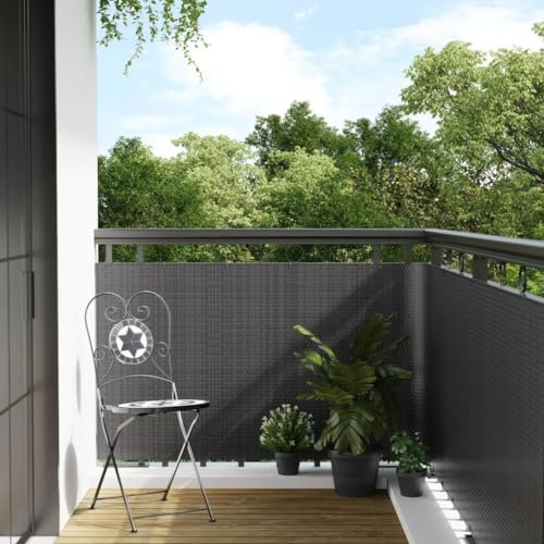 Tidyard Paravent de Balcon Anthracite 400x100 cm résine tressée, Pare-Vue Brise Écran d'intimité de Jardin, Brise-Vue pour Balcon, Extérieur, Terrasse