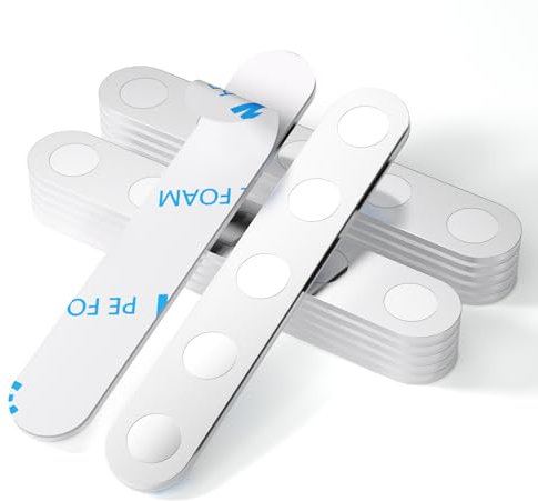 BKSAI Unbreakable Strong Magnet, 12 Pack Self-Adhesive Neodymium Bar Magnets, Powerful Permanent Rare Earth Sticky Magnets for School Office Home Kitchen DIY Tool Room 58x10x2mm (N40-12PCS)