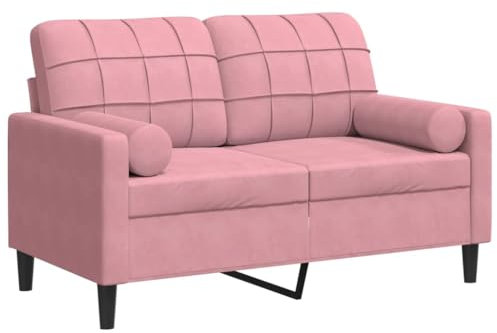 vidaXL Divano a 2 Posti con Cuscini Rosa 120 cm in Velluto, Divano, sofà, Divano Imbottito, divanetto, Poltrona, Divano Lounge, Divano da Soggiorno