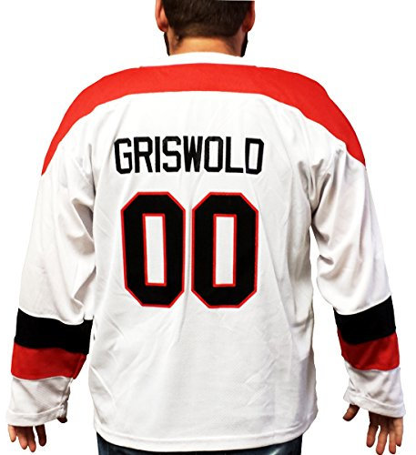 Clark Griswold #00 Hockeytrikot – Weihnachtsfilm Geschenk – Chicago Team Eisuniform weißer Pullover Party – 80er Jahre Urlaubskostüm