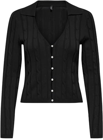 Onlmeddi LS Pearl Polo Button Card Knt, Nero, M