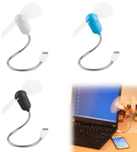 Mini Lüfter,Flexibler Lüfter,Mini USB Ventilator,Faltbar Schwanenhals Fan,USB Ventilator Mit Flexiblem Hals,Flexibler USB -Lüfter mit weichen Lüfterflügeln Für Laptop Zuhause Büro (Schwarz,Weiß,Blau)