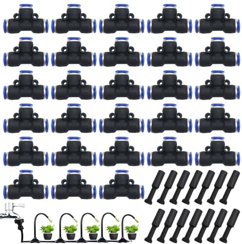 CESFONJER Ensemble d'accessoires pneumatiques 42 pièces, kit de connecteurs enfichables comprenant des raccords rapides en T, des bouchons d'étranglement, adapté aux outils pneumatiques de 8 mm