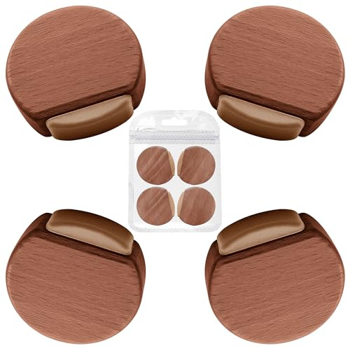 4 topes para puertas suelo de madera color oscuro (Roble Natural) | tope puertas suelo con adhesivo fuerte y resistente. (Roble oscuro)