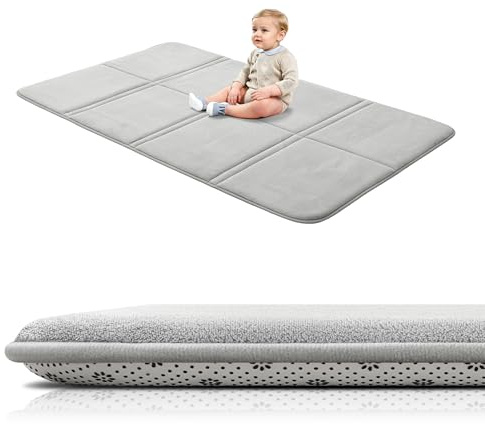 BYBYME 3cm Thick Baby Play Mat for Floor, 80 * 150cm Foldable Playpen Mat with Non-Slip Backing for Infant, Kids and Toddler Crawling, and Perfect Carpets for Yoga, Exercise, Grey