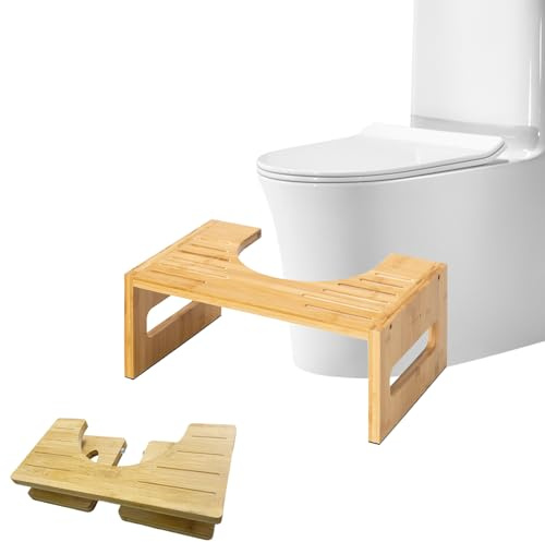 Tabouret Toilette - Marche Pied Bois Tabouret WC | Physiologique Antidérapant pour Adultes - Repose-Pied Ergonomique pour Salle de Bain