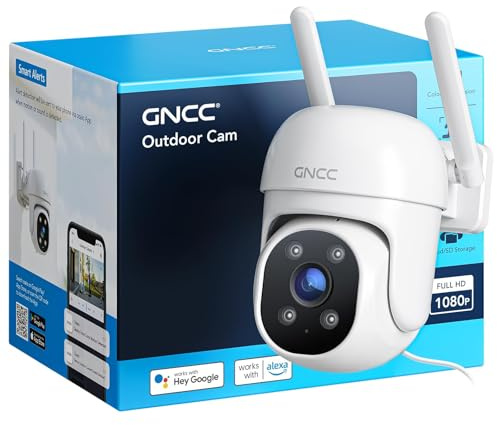 GNCC 1080P Home Security Camera Outdoor Surveillance with AI Motion Detection,360°View Pan-Tilt, 2.4G WiFi, Color Night Vision, IP65 Waterproof, 24/7 Recording, Two-Way Audio, Cloud & SD Card Storage