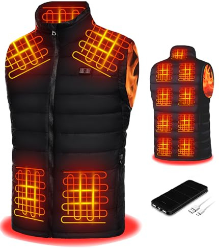 SANNKA Veste Chauffante Homme, Gilet Chauffant Homme avec Chauffage 13 Zones et 3 Niveaux,Veste Chauffante Avec Batterie pour Chasse Camping Ski Moto(L)