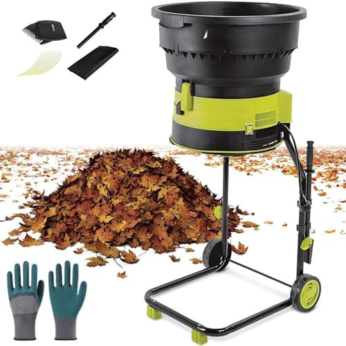 Trituradora eléctrica de hojas de 2500 W con aspiradora portátil de 8000 RPM con ruedas y bolsa de almacenamiento para una limpieza eficiente del jardín y compostaje de hojas