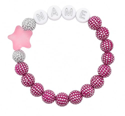 Pulsera de perlas para bebé y niño con nombre de 1 a 2 años aprox. 12 cm para bautizo, sesión de fotos, pulsera de nacimiento, pulsera de nombre, pulsera de bautismo, pulsera infantil.