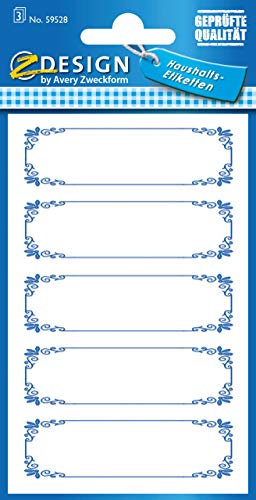 AVERY Zweckform 59528 Marmeladen Etiketten blauer Rahmen (wiederablösbar)15 Aufkleber