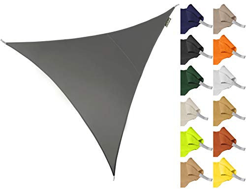 Kookaburra 5m Triangle Water Resistant Garden Patio Sun Shade Sail Canopy 96.5% UV Block with Free Rope (Charcoal)