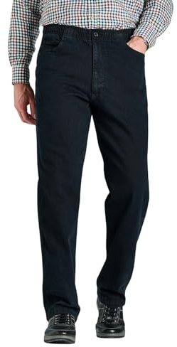 Chums Men's Comfort Fit Elasticated Waist Drawcord Denim Trouser Jeans Black 48W / 27L